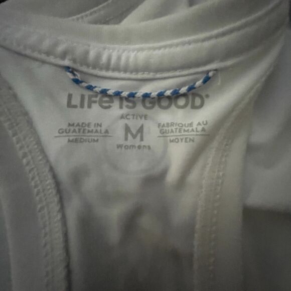 Life Is Good Shirt Womens Sz Med  White Floral Flower Graphic Tee Tank Summer - Picture 11 of 12